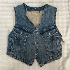 We The Free Blue Denim Vest